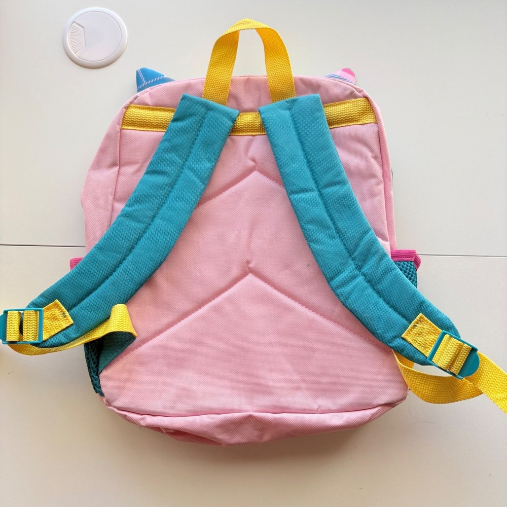 Cat & Jack Owl Backpack Kids One Size Pink Teal Plaid Holographic Animal - Picture 2 of 6